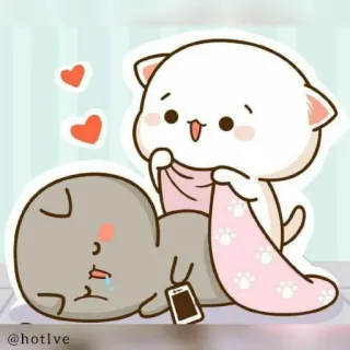 🥰 @hotlve cute, cat, sleep, heart, adorable telegram sticker