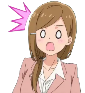 😱 anime, shocked, surprised, cartoon, woman, office, business telegram sticker