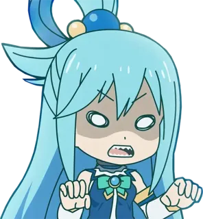 🤬 Aqua Konosuba anime, cartoon, aqua, konosuba, expression, angry, chibi whatsapp sticker