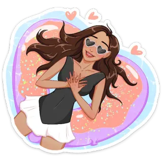 ❤️ donna, cuore, occhiali da sole, amore, cartone animato, ragazza telegram sticker
