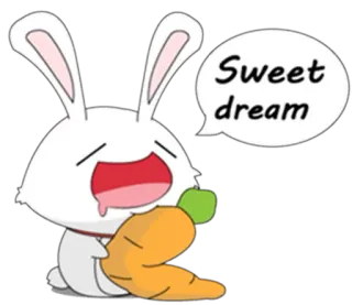 😪 Sweet dream lapin, lapinou, doux rêve, carotte, dessin animé, animal whatsapp sticker