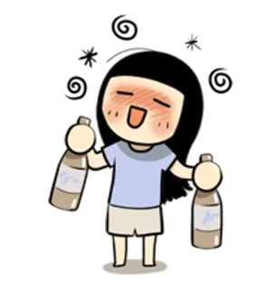 🍻 cartoon, girl, bottles, happy, anime, cute telegram sticker
