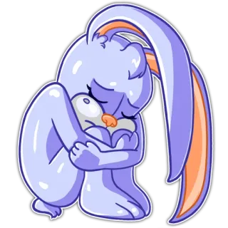 😔 кролик, заяц, грустный, плачущий, животное, мультик telegram sticker