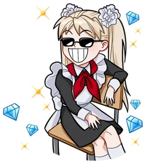😎 Anime, Maid, Chibi, Dibujos animados, Gafas de sol, Lindo, Brillos telegram sticker