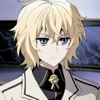 ⚓ Mikaela Hyakuya Owari no Seraph Anime, Blond włosy, Mikaela Hyakuya, Owari no Seraph, Niebieskie oczy telegram sticker