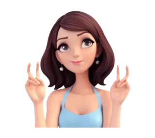 ✌ mujer, chica, signo de la paz, dibujo animado, personaje, ilustración telegram sticker
