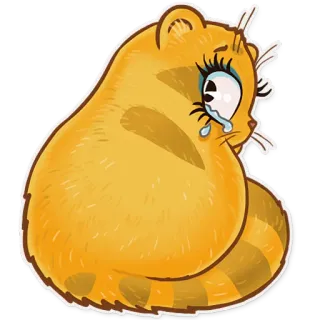 😢 gato, triste, chorando, desenho animado, animal, adesivo, amarelo telegram sticker