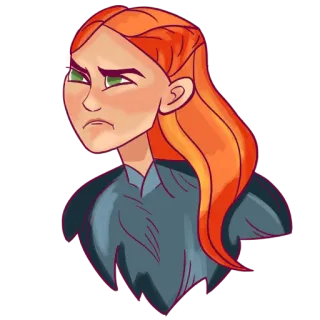 😠 cartoon, vrouw, rood haar, portret, sticker telegram sticker
