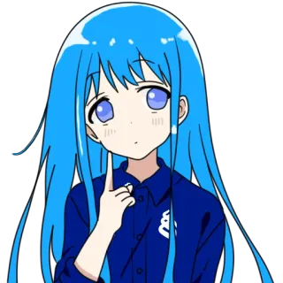 🤔 Anime, Mädchen, blaue Haare, Cartoon, Manga, Charakter, Illustration telegram sticker