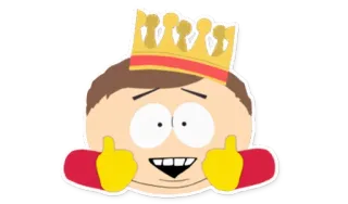 😀 Eric Cartman South Park cartoon, personage, koning, middelvinger, beledigend, humor telegram sticker