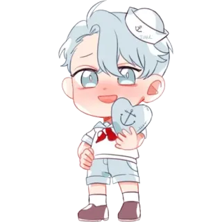 💙 SURL carino, marinaio, ancora, chibi, cartone animato telegram sticker