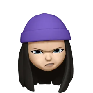 💜 Emoji, Mulher, Irritada, Expressão, Gorro, Desenho animado telegram sticker