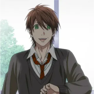 😦 Akihiro Mayuzumi Classmates (Doukyuusei) Anime, Personagem, Masculino, Sorrindo, Uniforme escolar telegram sticker