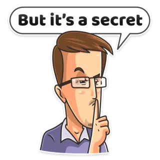 🔇 But it's a secret secreto, shhh, silencio, confidencial, hombre, gafas, bocadillo telegram sticker