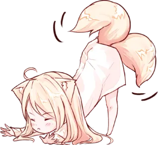 😴 จิบิ, อนิเมะ, สุนัขจิ้งจอก, น่ารัก, ง่วง, หูแมว telegram sticker
