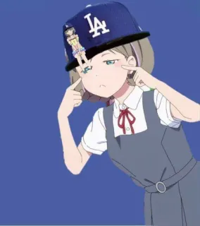 🧢 animé, fille, LA, Dodgers, chapeau telegram sticker