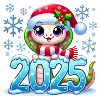 🚦 2025 งู, ปีใหม่, คริสต์มาส, การ์ตูน, สัตว์, วันหยุด, ฤดูหนาว, ภาพประกอบ whatsapp sticker
