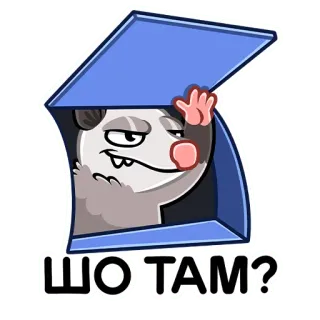 👀 ШО ТАМ? zarigüeya, animal, dibujos animados, pregunta, pegatina whatsapp sticker