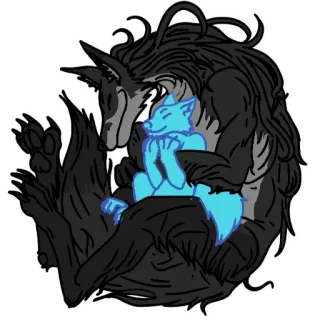 ❤️ furry, wolves, hugging, animals, anthro, cartoon, cute telegram sticker