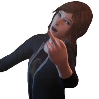 🤪 Max Caulfield Life is Strange videogioco, personaggio, ragazza, dito medio telegram sticker