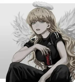 😇 Coca-Cola Zero Anime, Anjo, Coca-Cola, Bebida, Arte, Garota telegram sticker