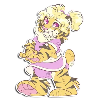 👗 สติกเกอร์, เฟอร์รี่, เสือ, มานุษยรูปนิยม, การ์ตูน, สัตว์, น่ารัก telegram sticker