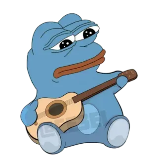 ➰ Pepe the Frog Pepe la Rana, rana, dibujos animados, meme, guitarra, música telegram sticker