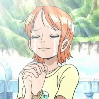 🙏 Nami One Piece аниме, девушка, плачет, грустная, рыжие волосы, Нами whatsapp sticker