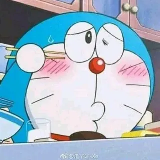 😓 Doraemon 哆啦A梦, 卡通, 动漫, 机器猫, 日本, 吃, 筷子 telegram sticker