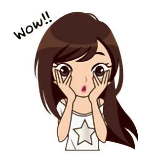 😱 wow!! chica, wow, exclamación, dibujo animado whatsapp sticker