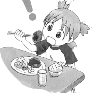 🍀 Anime, Cô gái, Ăn, Đũa, Thức ăn, Bữa ăn telegram sticker