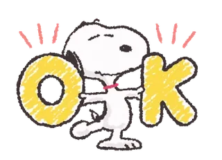🆗 Snoopy Peanuts OK dessin animé, chien, Snoopy, Peanuts, OK telegram sticker