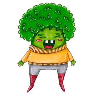 😄 브로콜리, 음식, 채소, 귀여운, 만화, 카와이이 telegram sticker