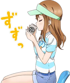 ☕ ずず Anime, Meisje, Drinken, Drankje, Schattig, Cartoon telegram sticker