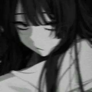 🖤 Anime, Ragazza, Bianco e nero, Ritratto, Triste, Manga whatsapp sticker