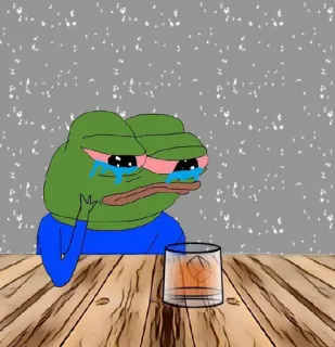 🥃 Pepe the Frog Pepe la Rana, triste, llorando, meme, meme de internet, alcohol, solo telegram sticker