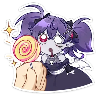 🍭 cartoon, cute, vampire, lollipop, anime, illustration telegram sticker