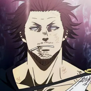😒 Yami Sukehiro Black Clover Anime, Manga, Black Clover, Yami Sukehiro, Fumare, Personaggio telegram sticker
