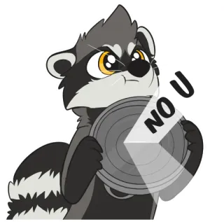 ↪️ NO U Waschbär, süß, lustig, Tier, Meme, nein du whatsapp sticker