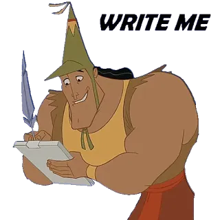 🖊 Kronk The Emperor's New Groove WRITE ME ดิสนีย์, ครองค์ค์, การเขียน, การ์ตูน, ตลก telegram sticker