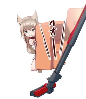 😡 Аниме, Девушка-кошка, Коробка, Подглядывание, Прячется telegram sticker