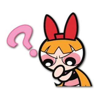 ❓ Blossom The Powerpuff Girls cartoon, girl, powerpuff, question, cute telegram sticker