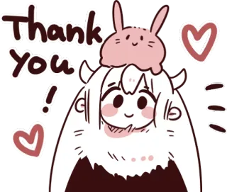 ☺️ Thank You! grazie, coniglio, carino, ragazza, kawaii, saluto, cuore whatsapp sticker