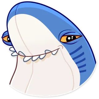 😏 requin, animal, dessin animé, créature marine, poisson, drôle, emoji telegram sticker