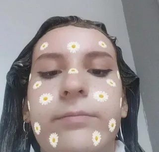 😔 stokrotka, twarz, kwiat, portret, dziewczyna, piękno telegram sticker
