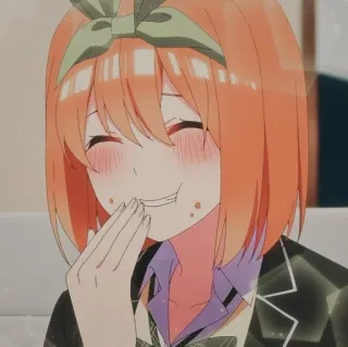 🍑 Anime, Fille, Mignon, Sourire, Cheveux orange telegram sticker