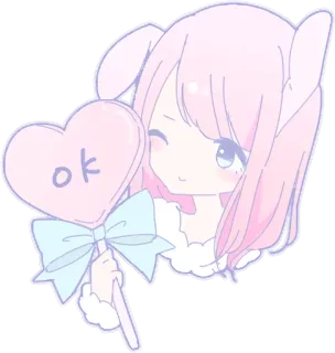 👌 ok Anime, Imut, Pastel, Kawaii, Hati, Gadis, Lolipop whatsapp sticker