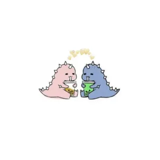 🤍 dinosaur, cute, bubble tea, kawaii, cartoon, sticker, animals telegram sticker