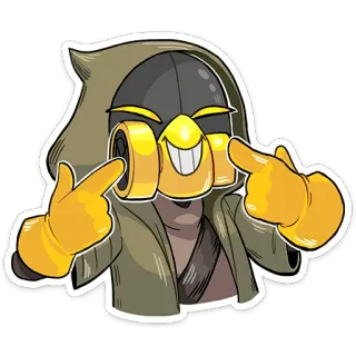 ☺️ personnage, à capuche, gants, dessin animé, autocollant telegram sticker