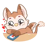 😍 sticker, cartoon, animal, cute, kawaii, fox, heart, love telegram sticker